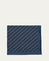 Brunello Cucinelli Men's Silk Diagonal Stripe Pocket Square In Blue