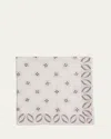 Brunello Cucinelli Men's Silk Floral Print Pocket Square In White