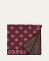 Brunello Cucinelli Men's Silk Floral Print Pocket Square In Red