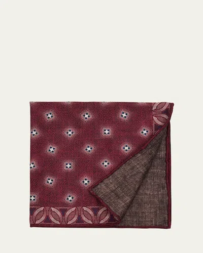 Brunello Cucinelli Men's Silk Floral Print Pocket Square In Red