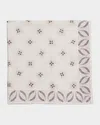 Brunello Cucinelli Men's Silk Floral Print Pocket Square In White