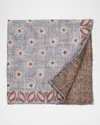 Brunello Cucinelli Silk Pocket Square With Star Design In Gray