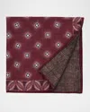 Brunello Cucinelli Men's Silk Floral Print Pocket Square In Red