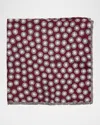 Brunello Cucinelli Men's Silk Geometric Circle Pocket Square In Burgundy