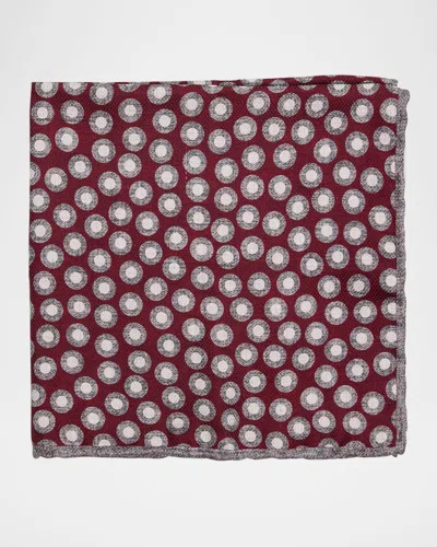 BRUNELLO CUCINELLI MEN'S SILK GEOMETRIC CIRCLE POCKET SQUARE