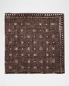 Brunello Cucinelli Men's Silk Geometric Dot Pocket Square In Brown/white