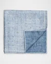 Brunello Cucinelli Men's Silk Geometric Dot Pocket Square In Light Blue