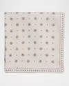 Brunello Cucinelli Men's Silk Geometric Dot Pocket Square In White