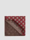 Brunello Cucinelli Silk Geometric Pattern Pocket Square In Burgundy