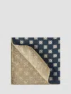 Brunello Cucinelli Silk Geometric-pattern Pocket Square In Blue