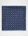 Brunello Cucinelli Men's Silk Geometric Pocket Square In Blue