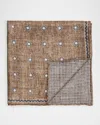 Brunello Cucinelli Men's Silk Geometric Pocket Square In Brown