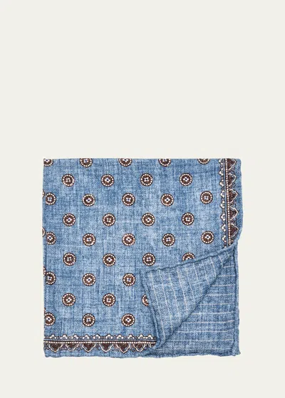 Brunello Cucinelli Men's Silk Geometric Pocket Square In Multicolor