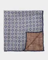 Brunello Cucinelli Men's Silk Geometric Pocket Square In Fog Denim