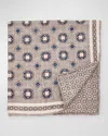 Brunello Cucinelli Men's Silk Geometric Pocket Square In Grey Pearl