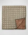 Brunello Cucinelli Men's Silk Geometric Pocket Square In Panama/olive
