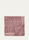 Brunello Cucinelli Men's Silk Geometric Pocket Square In Purple/brown
