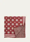 Brunello Cucinelli Men's Silk Geometric Pocket Square In Red/grey