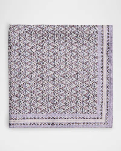 Brunello Cucinelli Men's Silk Geometric Pocket Square In Violet