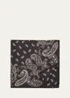 Brunello Cucinelli Men's Silk Paisley Pocket Square In Black/brown