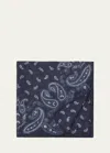 Brunello Cucinelli Paisley-print Silk Pocket Square In Blue