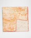 Brunello Cucinelli Men's Silk Paisley Pocket Square In Orange/yellow