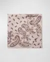 Brunello Cucinelli Men's Silk Paisley Pocket Square In Pearl/light Grey