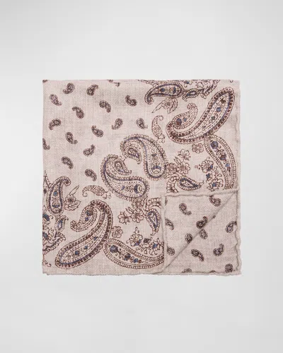 BRUNELLO CUCINELLI MEN'S SILK PAISLEY POCKET SQUARE