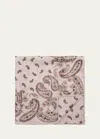 Brunello Cucinelli Men's Silk Paisley Pocket Square In Pearl/light Grey