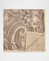 Brunello Cucinelli Men's Silk Paisley Pocket Square In Yellow/brown