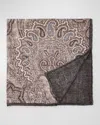Brunello Cucinelli Men's Silk Paisley-print Pocket Square In Dark Grey