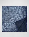 Brunello Cucinelli Men's Silk Paisley-print Pocket Square In Denim Navy