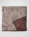 Brunello Cucinelli Men's Silk Paisley-print Pocket Square In Light Grey/sand