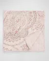 Brunello Cucinelli Men's Paisley-print Silk Pocket Square In Pearl Lobster