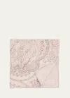 Brunello Cucinelli Men's Silk Paisley-print Pocket Square In Pearl Lobster