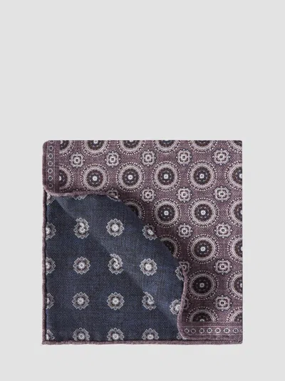 Brunello Cucinelli Silk Pocket Square With Medallion Design In Multi