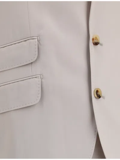 Brunello Cucinelli Men Silk Suit In Cream
