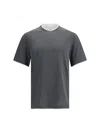 Brunello Cucinelli Men Silk T-shir In Gray