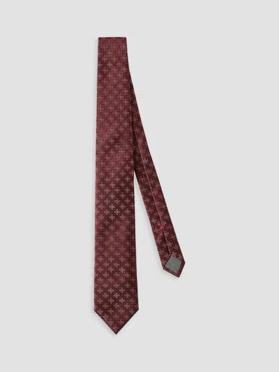 Brunello Cucinelli Men's Silk Tie With Geometric Floral Pattern In Burgundy