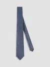 Brunello Cucinelli Silk Tie With Geometric Pattern In Blue