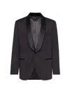 BRUNELLO CUCINELLI MEN'S SILK TWILL TUXEDO JACKET WITH SHAWL LAPELS AND PIPING