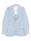 Brunello Cucinelli Linen And Wool Chevron Blazer Light Blue In Blue