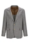 Brunello Cucinelli Single-breasted Linen Blend Blazer In Gray