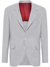 Brunello Cucinelli Men Single-breasted Wool Blazer In Gray