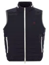 Brunello Cucinelli Men Sleeveless Nylon Down Jacket With Logo And Removable Hood In Black