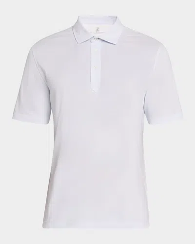 Brunello Cucinelli Men's Slim Cotton Polo Shirt In Sky Blue