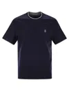 Brunello Cucinelli Men Slim Fit Crew-neck T-shirt In Lightweight Cotton Jersey In Blue