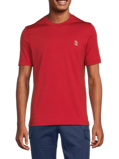 Brunello Cucinelli Men's Slim Fit Logo Crewneck T -shirt In Red