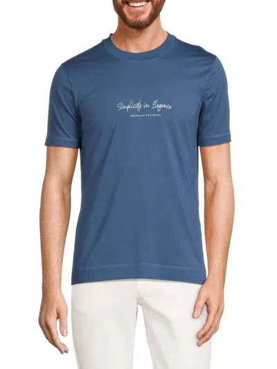Brunello Cucinelli Men's Slim Fit Logo Graphic Tee In Sky Blue