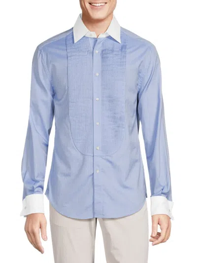 Brunello Cucinelli Men's Slim Fit Pintuck Shirt In Sky Blue